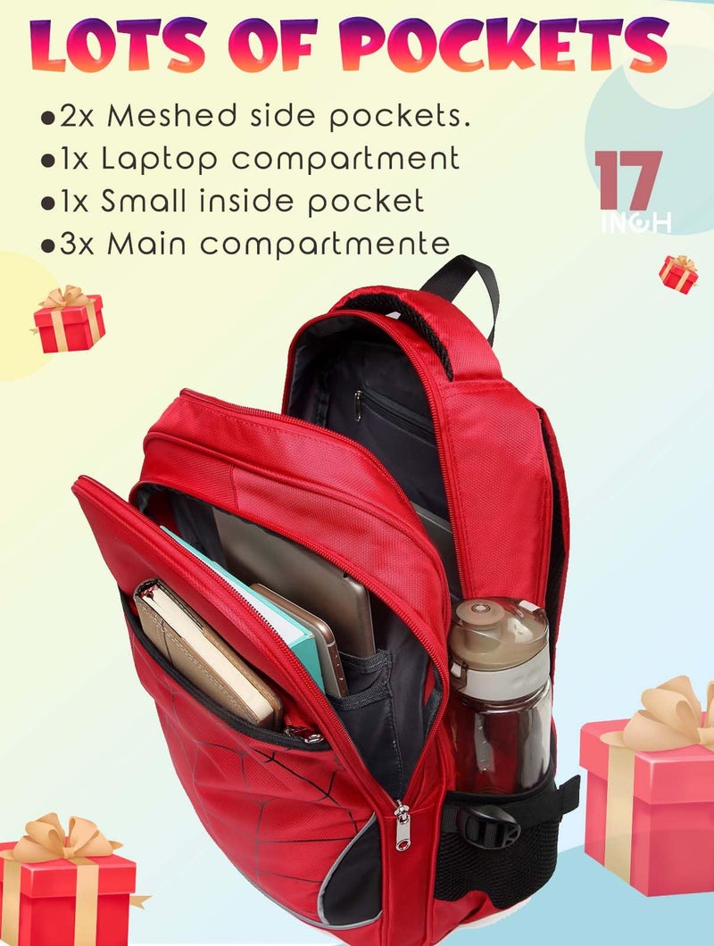 BLUEFAIRY Kids Backpack for Boys Kindergarten Elementary Primary School Bookbags Back to School Bags with Large Campartments Mochilas para Escolares NiÃƒÂ±os 17" Dark Red - Image 5